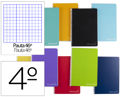 Cuaderno espiral Liderpapel Witty 4º tapa dura 80h 75g rayado nº46 colores surtidos